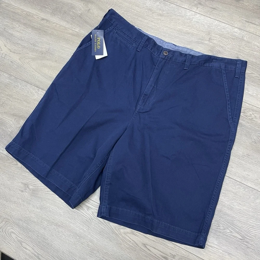 NWT Polo Ralph Lauren Relaxed Fit Blue Chino Shorts Men Sz 38 Prep Casual